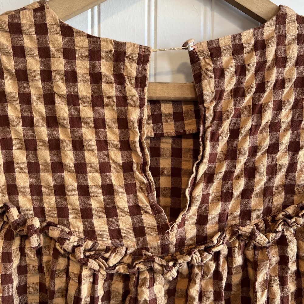 ASOS Dress Women Size 4 Checkered ruffle‎ prairie girl farm cottage core - Picture 6 of 10